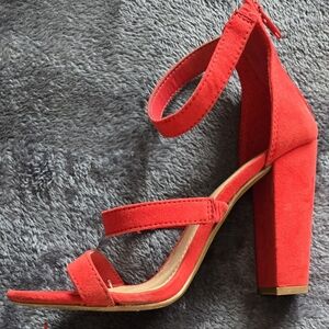 Charlotte Russe Vibrant Red Heeled Sandals